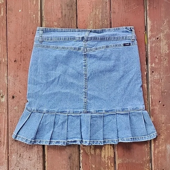 Vintage Angels Y2K Light Blue Denim Jean Pleated Skirt - Picture 5 of 10